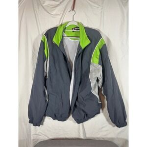 Wilson Mens Track Jacket Green Gray White Zip Up Athletic Sportswear Size L